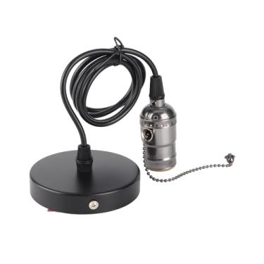 Imagem de Naroote Suporte de Lâmpada E26 Montado No Teto Vintage Com Interruptor de Corrente para Fácil Uso Em Cozinhas e Quartos (Preto)