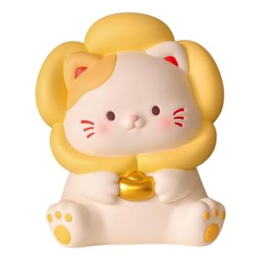 Imagem de MotiveTech Estátua de Gato Artesanal Ornamento Cofrinho Fofo Estatueta Decorativa Escultura de Animal para Lareira Estante de Livros Escrivaninha Armário, Cabeça de flor S, Tamanho real