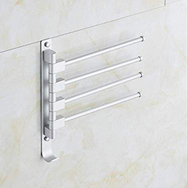 Imagem de CGKs6anmU Toalheiro espacial, alumínio, giratório, toalheiro, braços, toalha pendurada com ganchos, prateleira de armazenamento de toalhas de banheiro para pendurar na parede