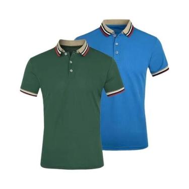 Imagem de Camisa Polo Masculina De Verão 2PCS Respirável Casual Para Escritório 