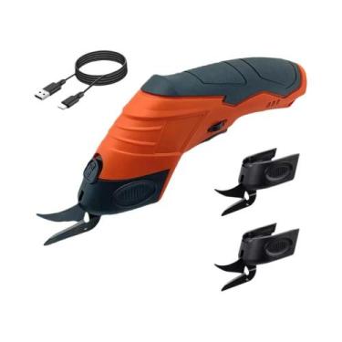 Imagem de Tesoura Elétrica Profissional 4V Com Lâminas De Aço Manganês Para Cort