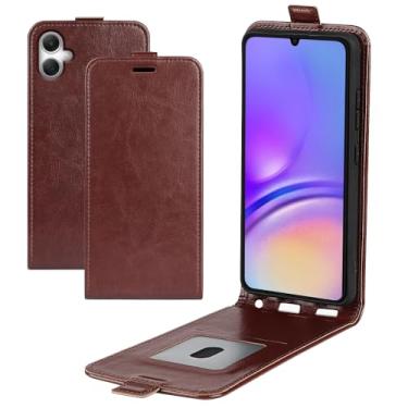 Imagem de XZDWH Capa de telefone para Samsung Galaxy A07, capa de telefone flip vertical fina de couro PU capa protetora com fecho magnético com slot para cartão para Samsung Galaxy A07 (marrom)