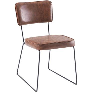 Imagem de Cadeira Estofada Base Em Aço F53 Corano Caramelo Dmobiliario