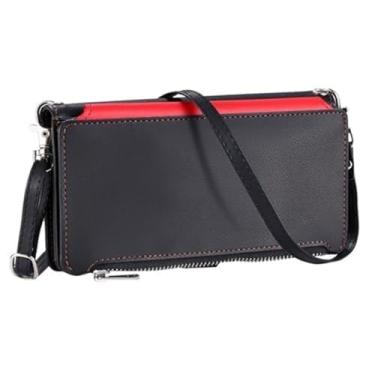 Imagem de Genérico Capa tipo carteira cruzada para iPhone 17/17 Air/17 Pro/17 Pro MAX, capa com tampa de couro de grande capacidade com alça longa para o ombro e proteção completa (Black, 17 Pro Max)