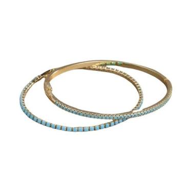 Imagem de Pulseira Tennis Fina E Simples De Turquesa Com Zircônia Cúbica Para Mu