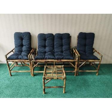 Imagem de Móveis de bambu poltronas cadeiras kit conjunto jardim praia recepção 