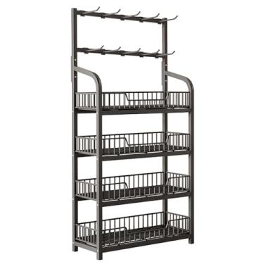 Imagem de Prateleira de lanche de supermercado de 4 5 camadas com guardrail, grande rack de exibição de batatas fritas para lojas de escritório, suporte organizador de frutas e legumes para cozinha (cor: 4