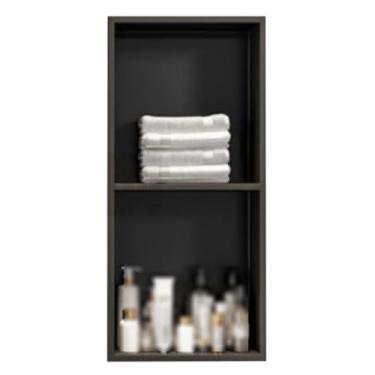 Imagem de Nicho de chuveiro de aço inoxidável, design moderno e elegante, sem necessidade de azulejo para cozinha ou banheiro e quarto (cor: preto, tamanho: 69,8 x 28 x 12,4 cm)