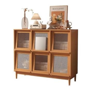 Imagem de VHDY85KA Armário buffet de madeira maciça armário de parede com armazenamento de vidro para sala de estar