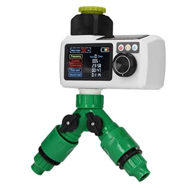 Imagem de KIMISS Temporizador de Irrigação Solar Com Detecção de Chuva - Bateria Recarregável Ni MH de 1,2 V, Regador Automático de Jardim Com Conector Duplo para Irrigação Externa Eficiente
