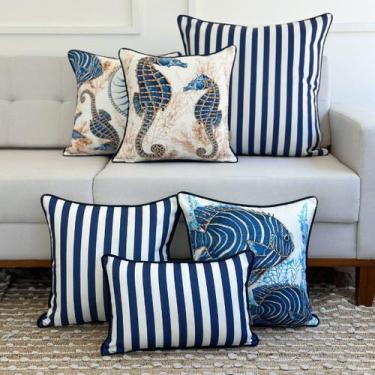 Imagem de Kit 6 Capas Almofadas Linhão Sardenha Azul - AMOFADAS