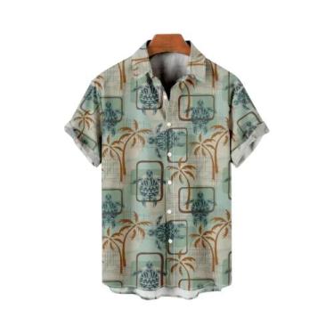 Imagem de Camisa Masculina De Manga Curta Com Estampa Floral Havaiana, Moda Prai