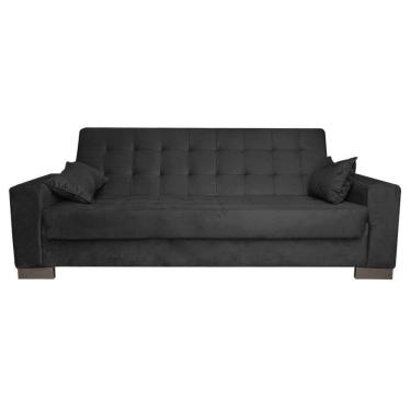 Imagem de Sofá Cama 2 Lugares para Sala de Estar Lisboa Suede Preto