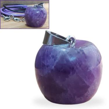 Imagem de Pingente pedra natural maçã do amor ametista unakita quartzo jaspe aco