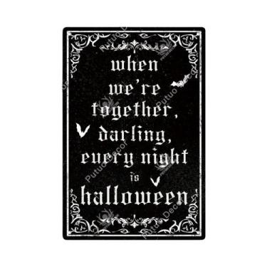 Imagem de Placa De Metal Vintage De Halloween, Arte De Parede Decorativa Para Ca