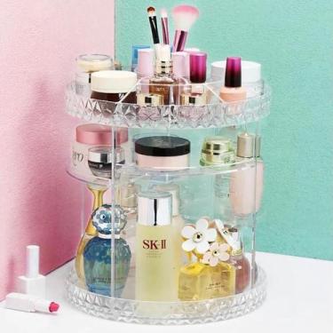 Imagem de Super Organizador Elegante Porta Maquiagem Grande Giratorio 360 Guarda