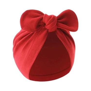 Imagem de Gorro De Algodão Para Meninas E Meninos Com Laços Para Recém-Nascidos 