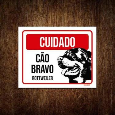 Imagem de Kit 10 Placas Cuidado Cão Cachorro Bravo Rottweiler