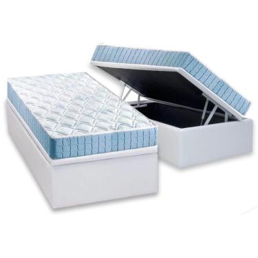 Imagem de Cama Box Baú Solteiro: Colchão Espuma Anjos D20 Querubim + Base Crc Courano White(88x188)