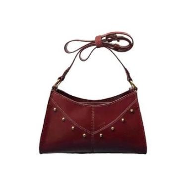 Imagem de Bolsa Feminina Arezzo Hobo Rebites Transversal Media Vinho-Feminino