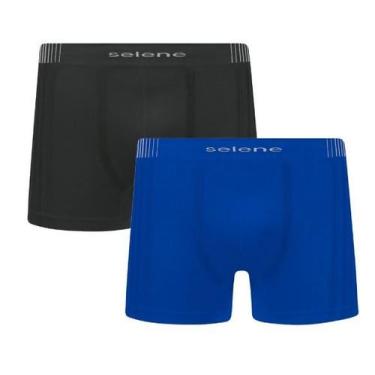 Imagem de Cueca Boxer Sem Costura - Kit 2 unidades - Selene, Preto mescla, G