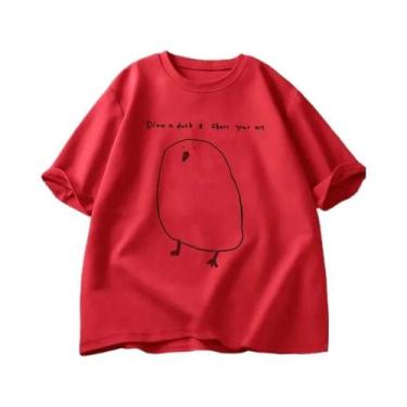 Imagem de Camiseta Feminina Com Estampa De Pato Engraçada, Casual, Verão, Manga 