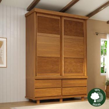 Imagem de Guarda- roupa Veneziana 2 portas de correr madeira maciça - Moveis Nat