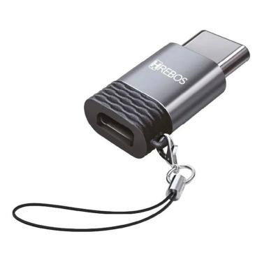 Imagem de Adaptador Otg Hrebos Hs-221 Micro Usb V8 Para Usb-c Macho Cinza-escuro