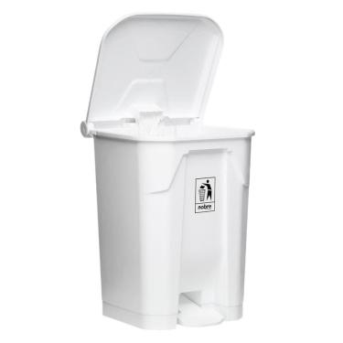 Imagem de Lixeira Plástica Com Pedal 50l Branca áreas Externas Grande - Nobre