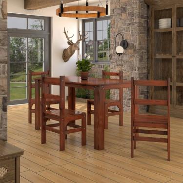 Imagem de Mesa de Jantar 4 Lugares Rústico Madeira Maciça Mogano - Panorama Móveis