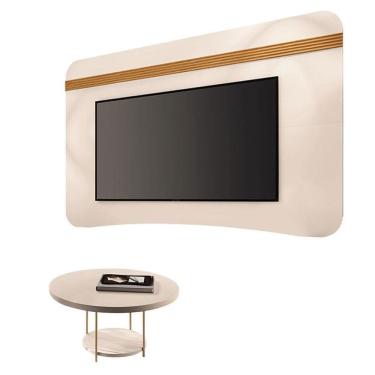 Imagem de Painel Suspenso Armony Off White Cinamomo com Mesa de Centro Sky Off White - HB Móveis