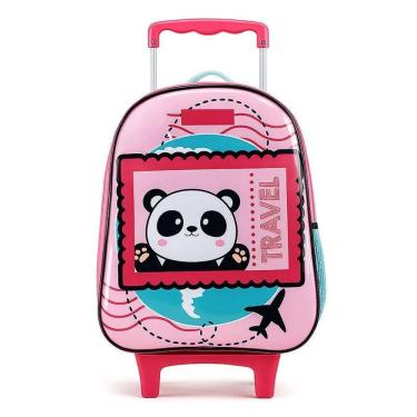 Imagem de Mochila Escolar Infantil com Rodinhas Panda 12310 Rosa - Xeryus