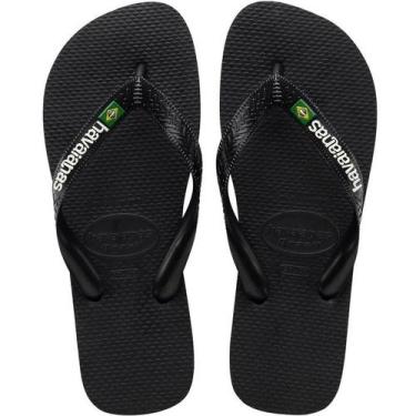 Imagem de Chinelo Havaianas Brasil Logo Adulto Unissex, PRETO/PRETO, 39/40