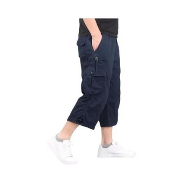 Imagem de Bermudas Cargo Masculinas Tamanho Grande, Casuais De Verão, Cintura El