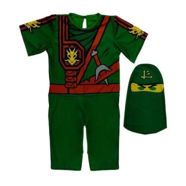 Imagem de Fantasia Ninjago Verde Infantil Lego Lloyd Curta com Gorro, M 5 - 8