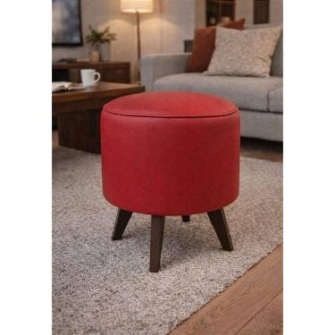 Imagem de Puff Pé Palito Redondo Não é Segredo Courvin Vermelho 40x45