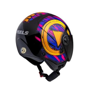 Imagem de Capacete Aberto Freeway M Play Preto Roxo Brilhante ~ Peels, 62