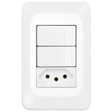 Imagem de 2 Interruptores Simples + 1 Tomada 2p+t 10 Ampères 4x2 Pial Pop Lgx113
