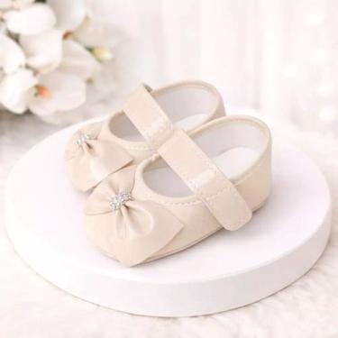Imagem de Sapatilha Infantil Bebê Menina Estilo Boneca com Laço Brilhante e tira