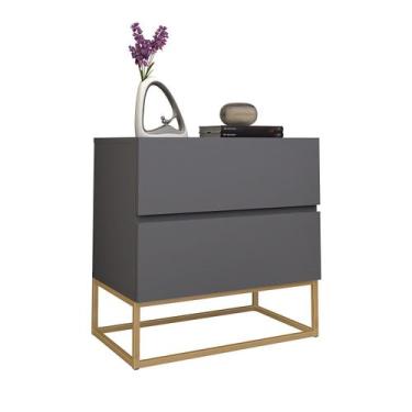Imagem de Mesa de Cabeceira Lateral Criado Eros 45cm Base Dourado Varias Cores -