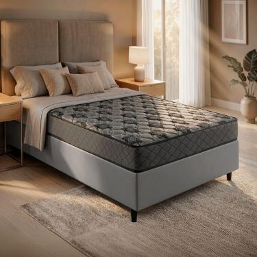 Imagem de Conjunto Base Box Solteiro Prince Com Colchão Supremo Hellen Cinza