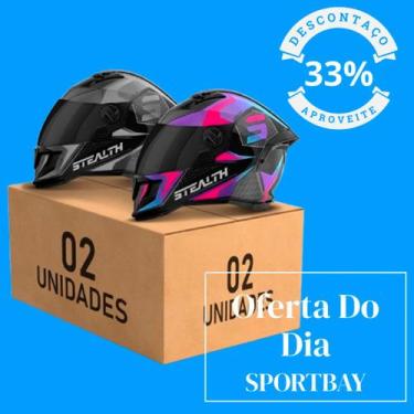 Imagem de Kit 2 Capacete Fechado Stealth Concept Brilhante Viseira Fumê Pro Tork