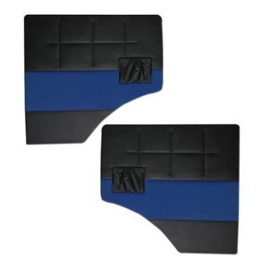 Imagem de Forro Porta Dianteira Com Bolsa Azul MBB 82 até 95 PVC - Rona