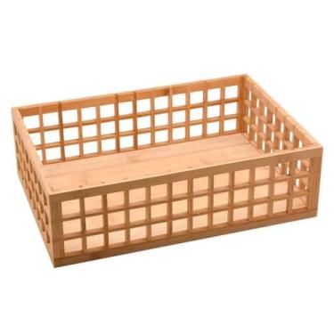 Imagem de Cesto Organizador Caixa Vazado Bambu 27x18cm - Decora