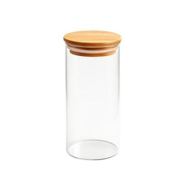 Imagem de Pote de Vidro com Tampa de Bambu 500ml Redondo 18CM - Top Útil