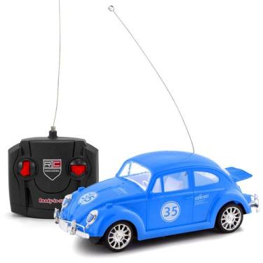 Imagem de Carrinho Fusca Controle Remoto Brinquedo Com Farol - Polibrinq, Azul