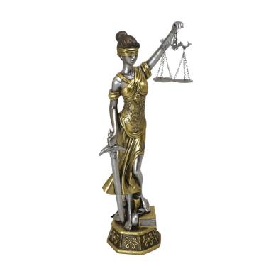 Imagem de Escultura Decorativa Dama da Justiça em Resina Prata e Dourado 53cm 16964-PL