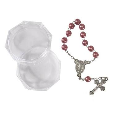 Imagem de Mini Terço com Embalagem Italiana - SJO Artigos Religiosos, Rosa