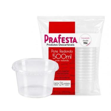 Imagem de Pote Redondo C/Tampa 500ml com 24 Unidades Prafesta