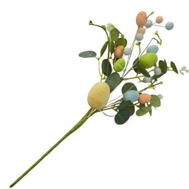 Imagem de Galho Decorativo com Ovos em EPS para Decoração de Páscoa Laranja Tok da Casa 43CM